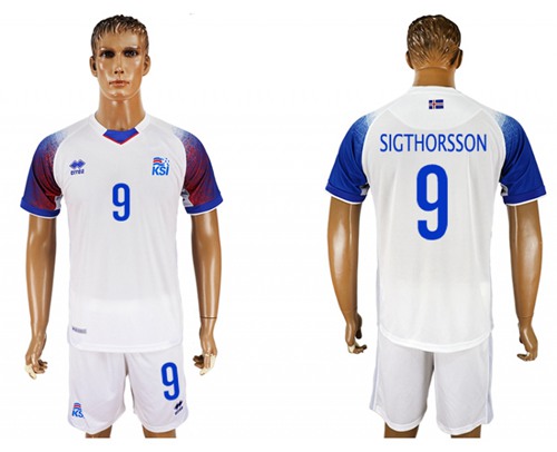 Iceland #9 Sigthorsson Away Soccer Country Jersey